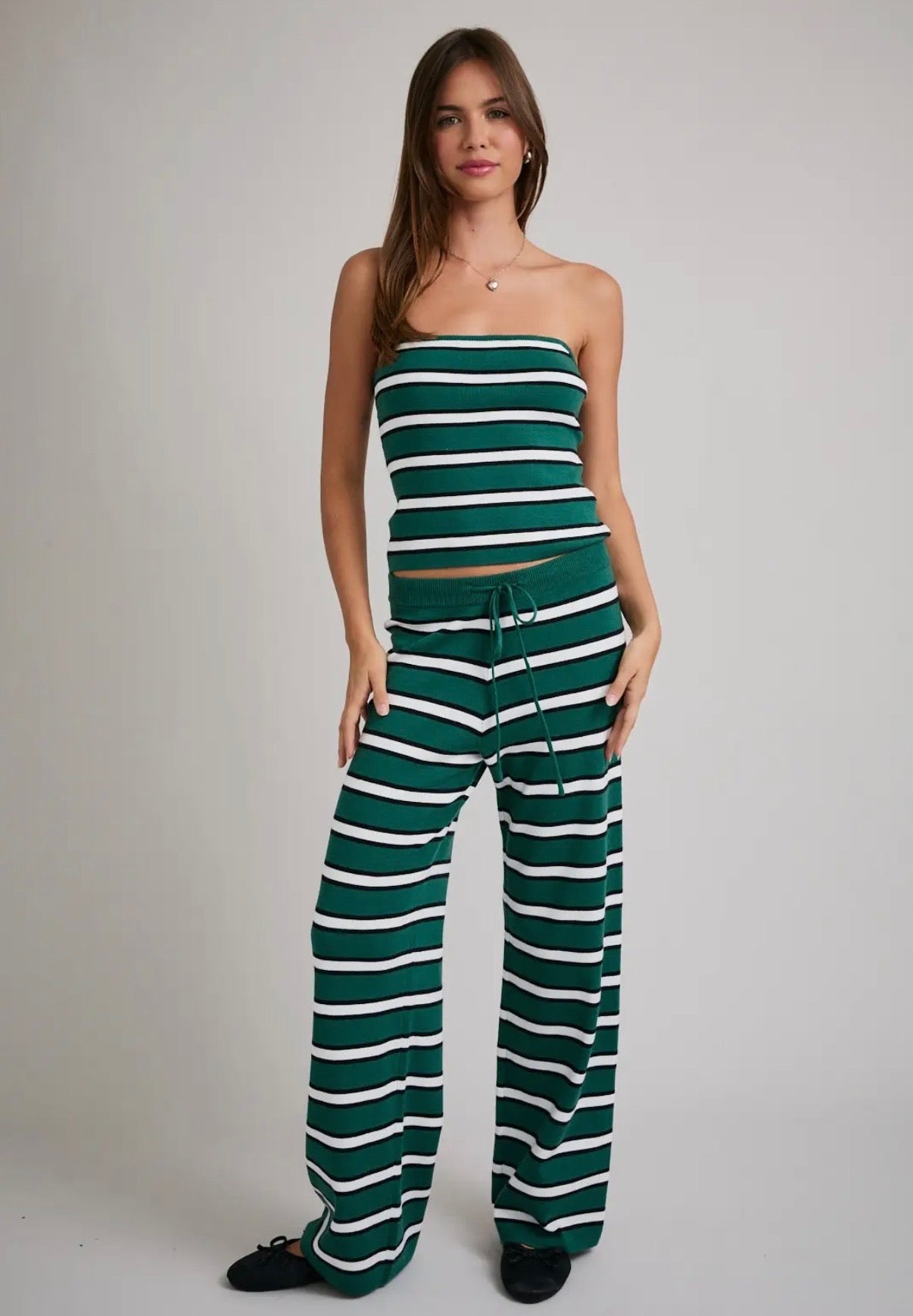 Strapless Striped Pant Set