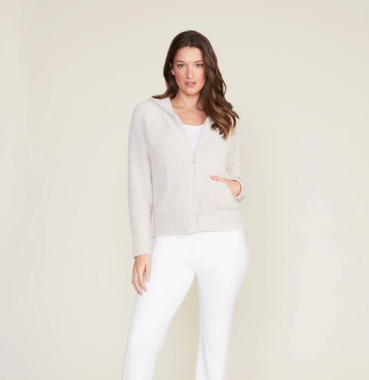 Barefoot Dreams CozyChic Stone Relaxed Zip Hoodie