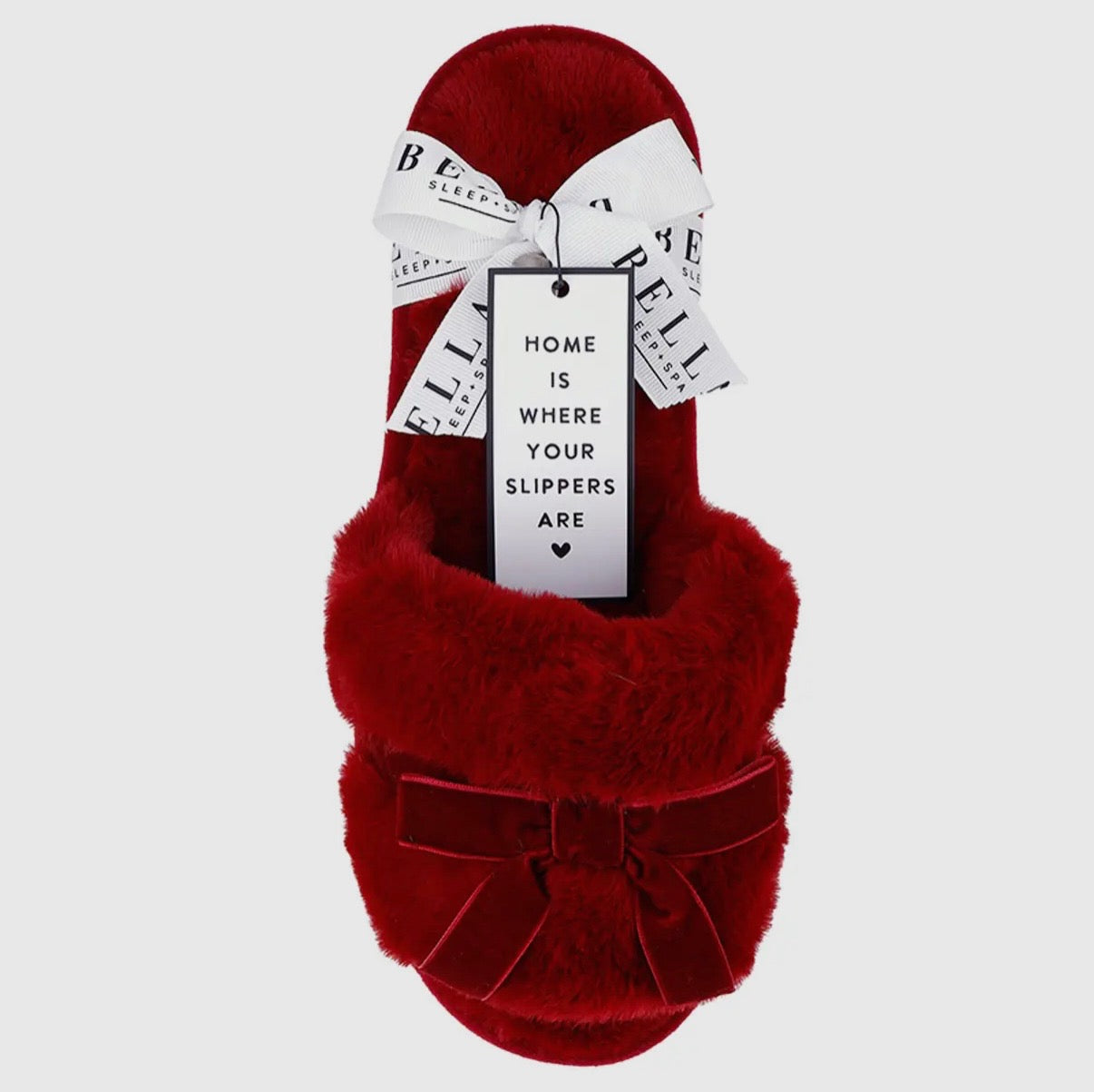 Burgundy Bow Slippers