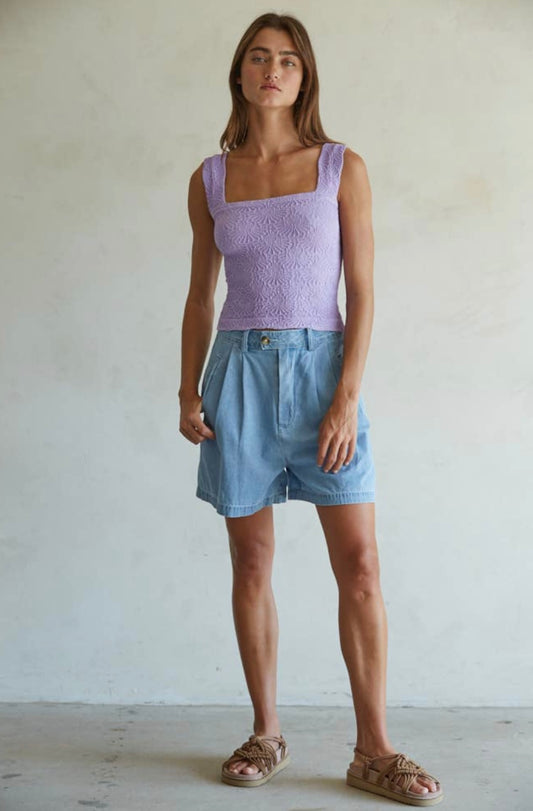 Violet Knit Modal Seamless Jacquard Tank