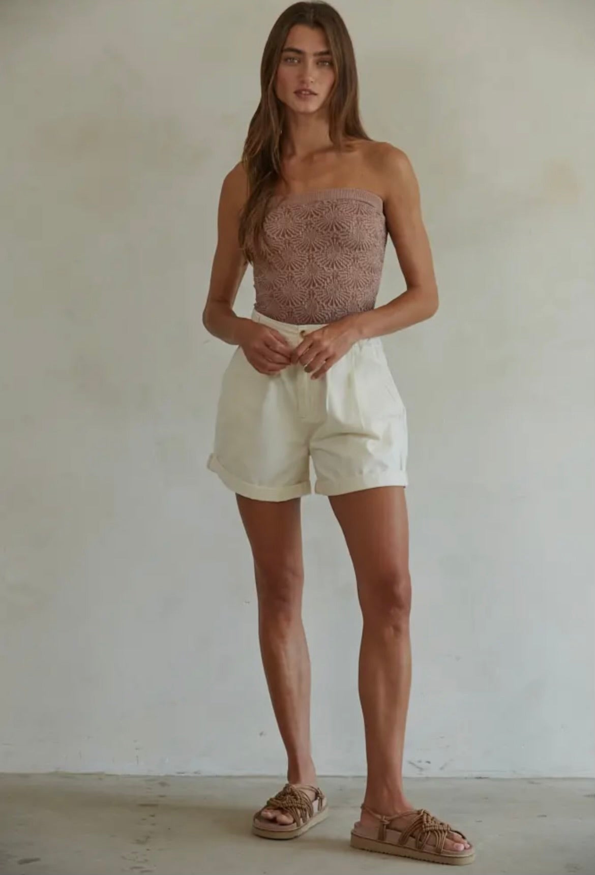 Cedar Wood Knit Modal Seamless Jacquard Tube Top