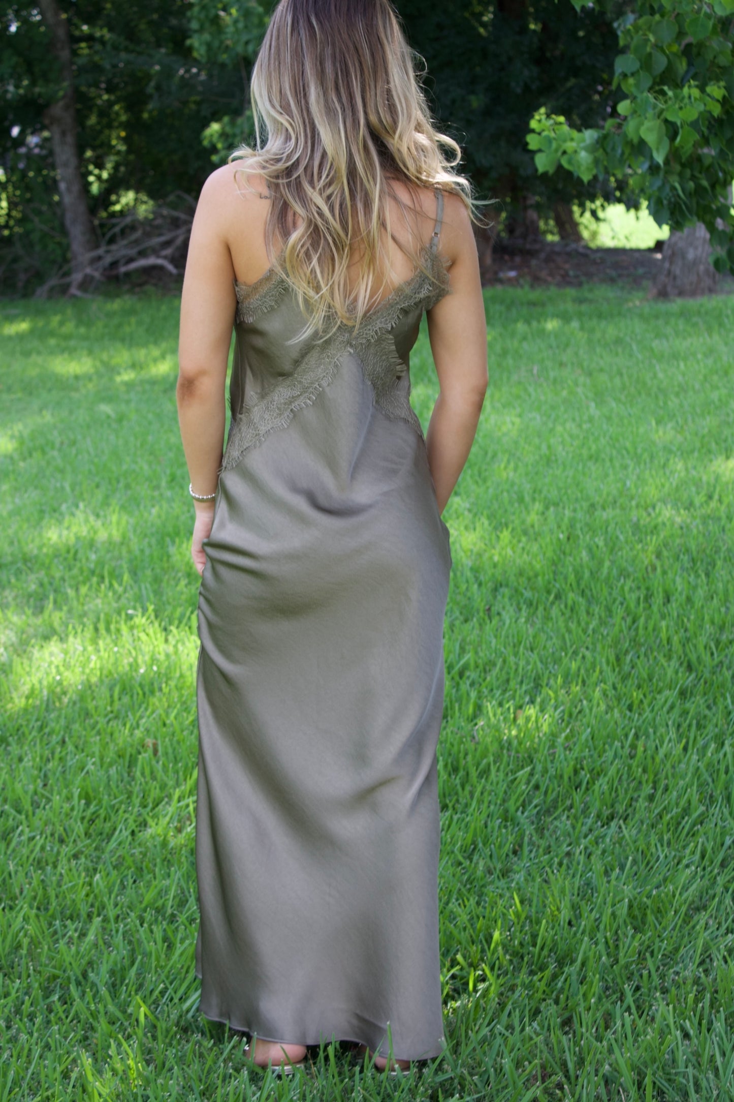 Forest Green Satin Slip Dress