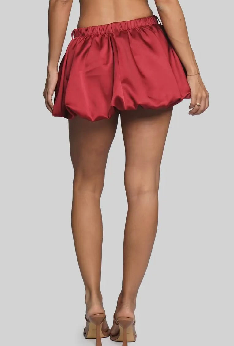 Satin Burgundy Mini Skirt