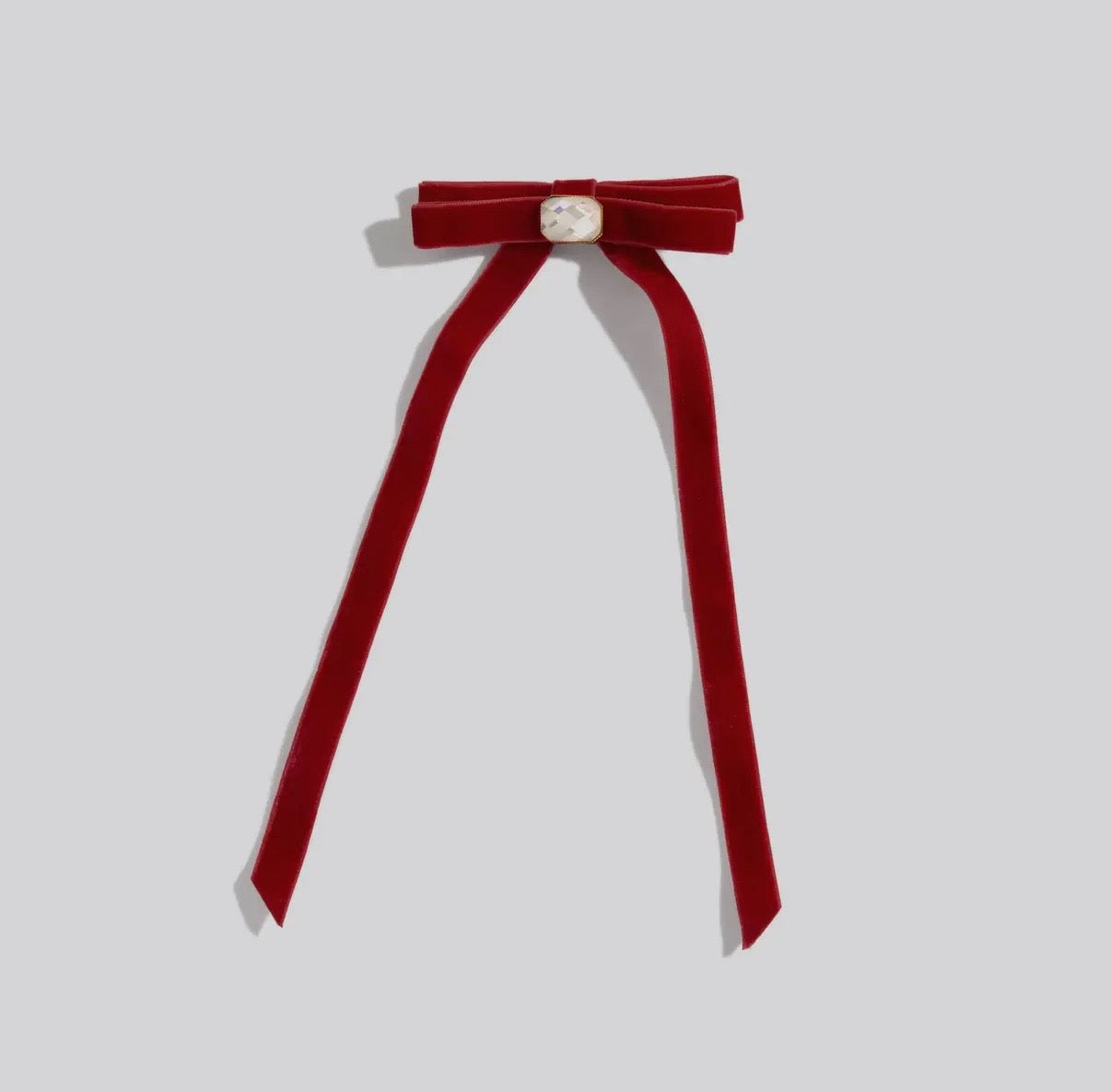 Velvet & Gemstone Bow Hair clip