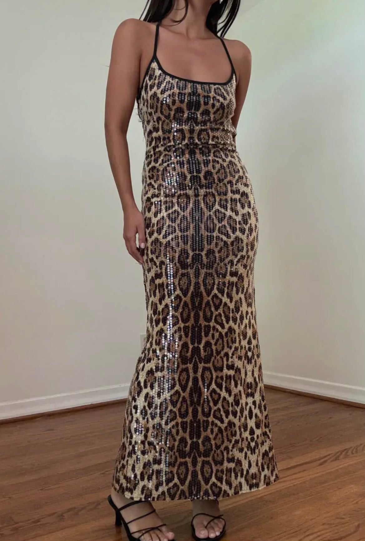 Leopard Sequin Maxi Dress