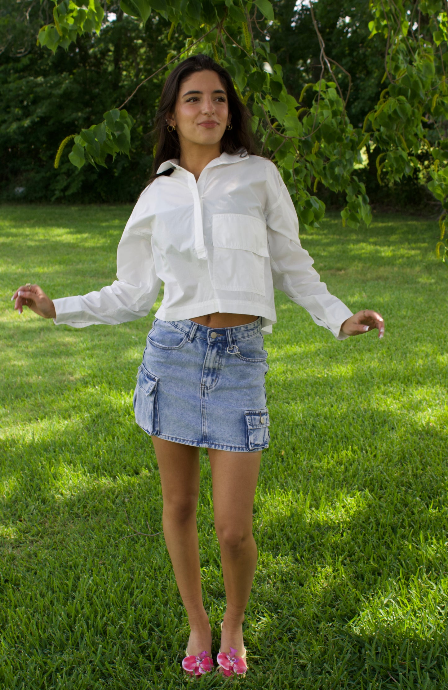 Light Blue Cargo Mini Skirt