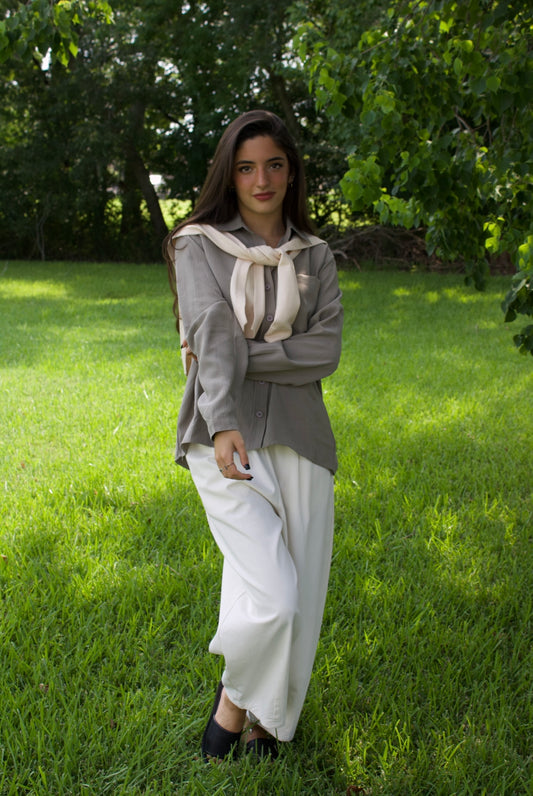 Cadet Grey Long-sleeve Button Up