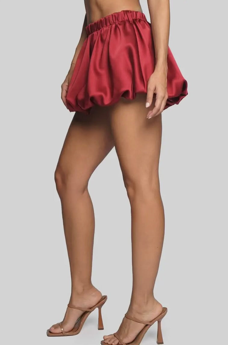 Satin Burgundy Mini Skirt