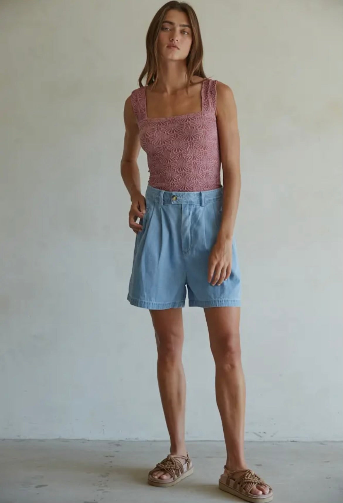 Maroon Knit Modal Seamless Jacquard Tank