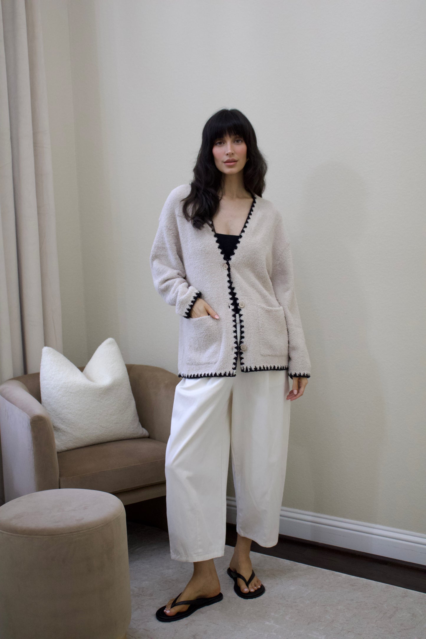 Barefoot Dreams Stone Stitched Scarf Cardigan