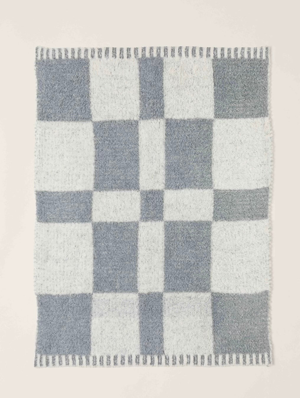 Barefoot Dreams CozyChic Moonbeam-Cream Checkered Stroller Blanket