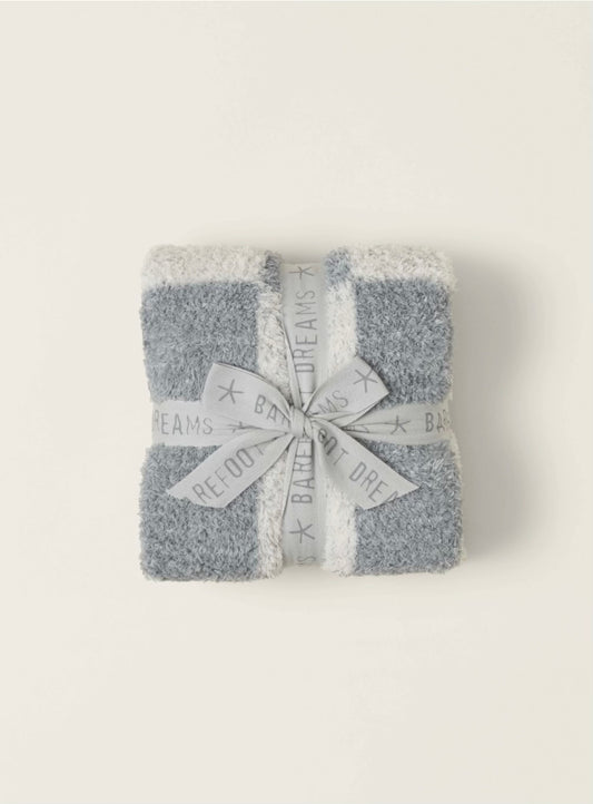 Barefoot Dreams CozyChic Moonbeam-Cream Checkered Stroller Blanket