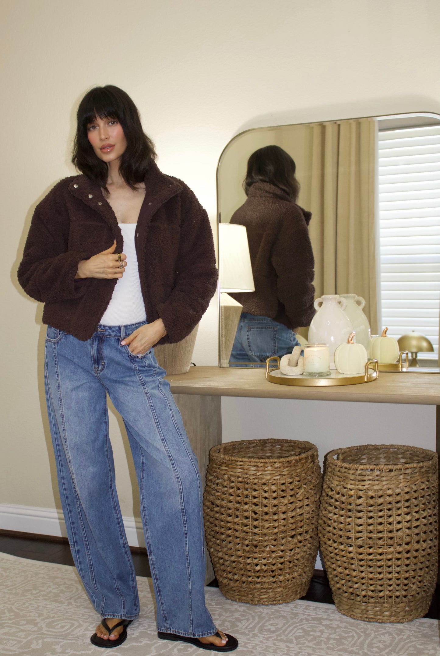 Barefoot Dreams Umber Button-Up Puffer Jacket