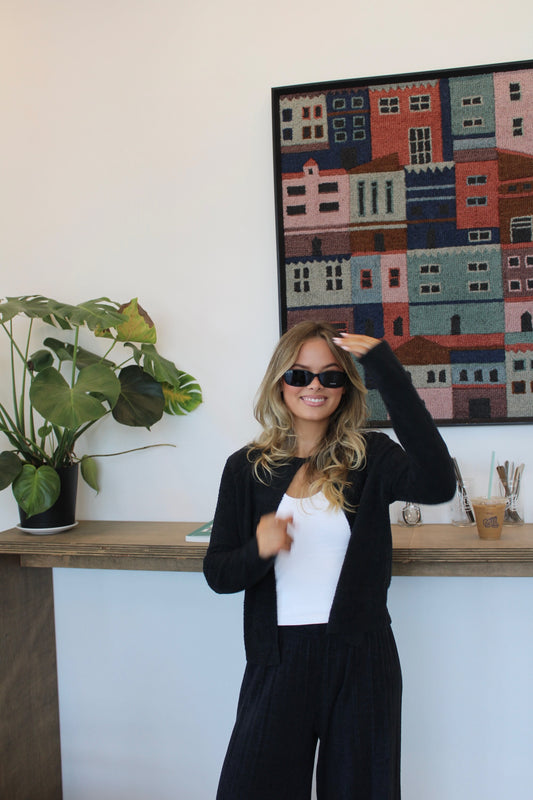 Barefoot Dreams Black Button Cardigan