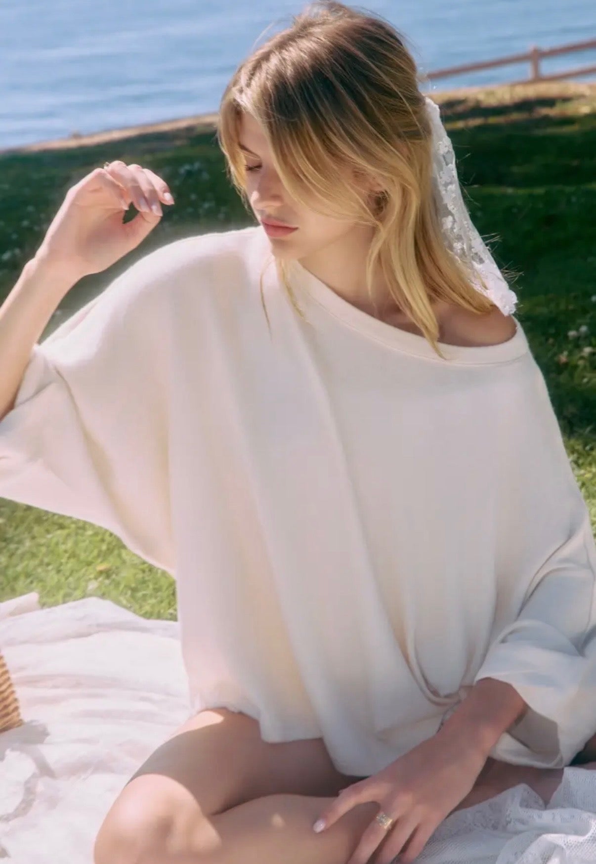 Ivory Soft Knit Loose-Fit Pullover Top