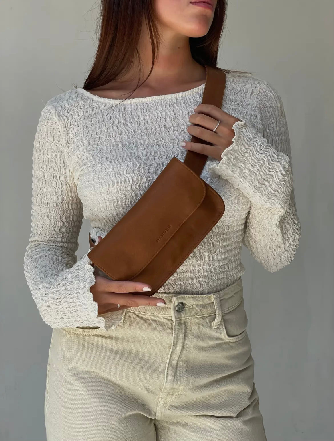 Mandrn Ziggy Tan Crossbody Bag