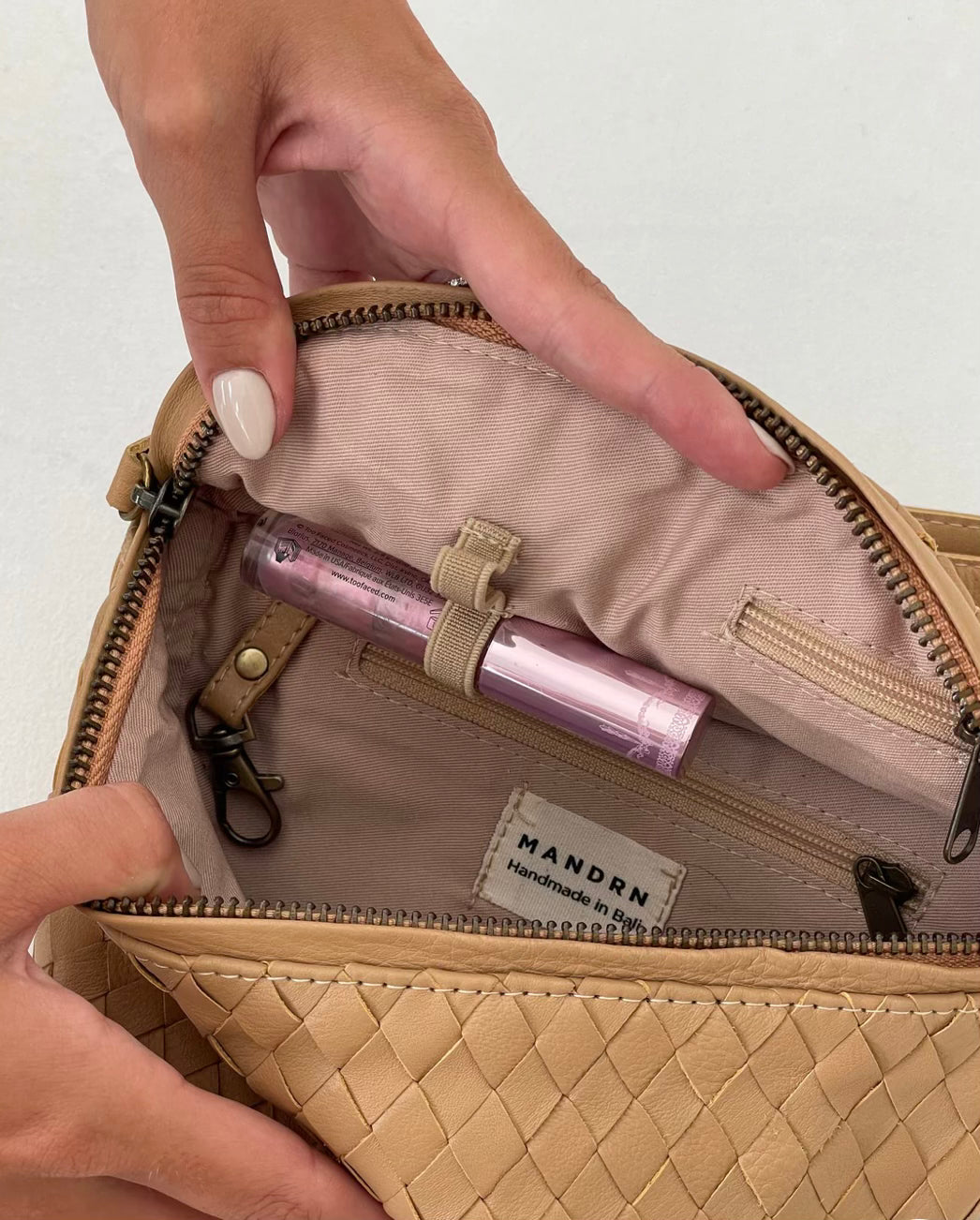 Mandrn Remy Sand Woven Crossbody Bag