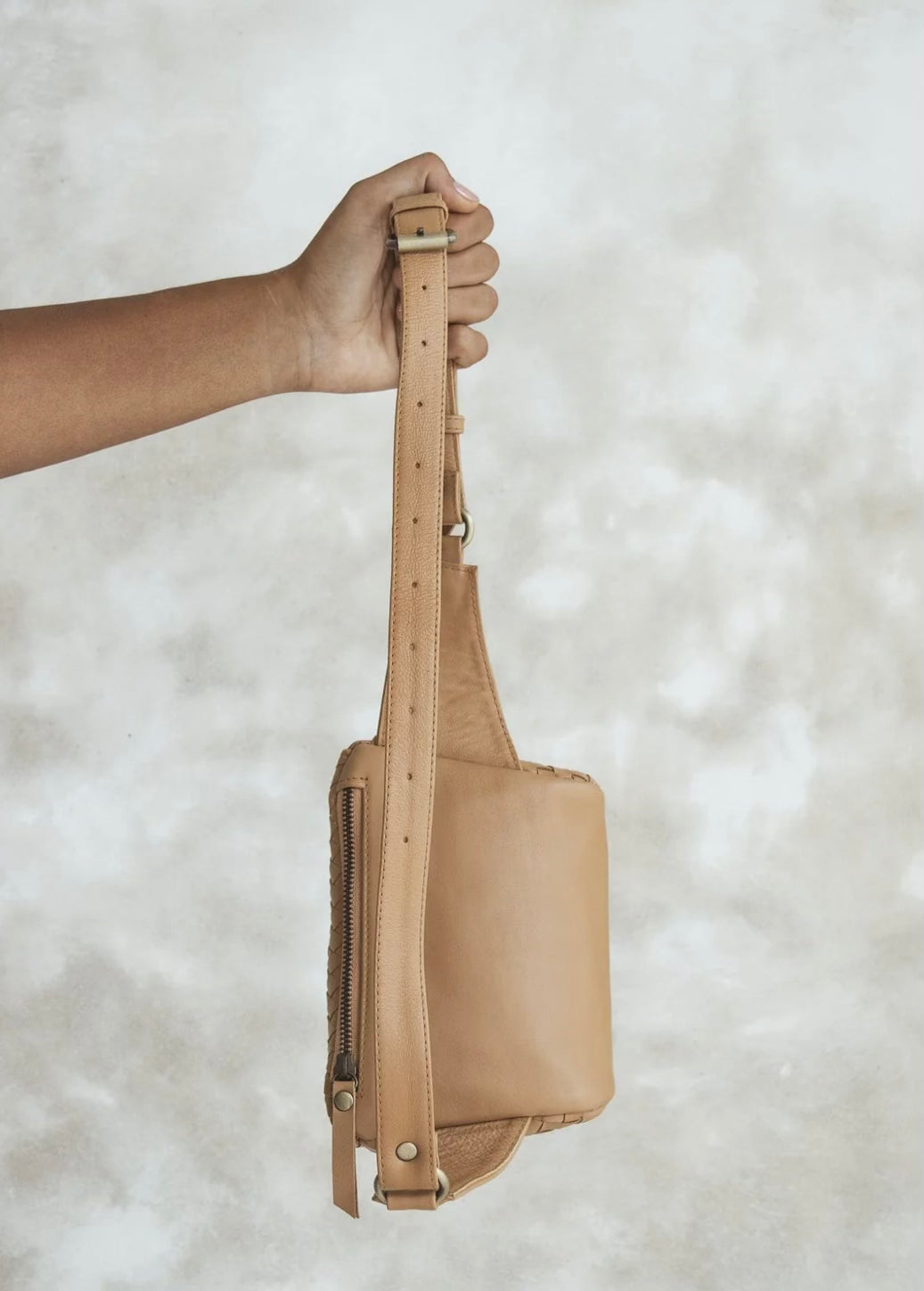 Mandrn Remy Sand Woven Crossbody Bag