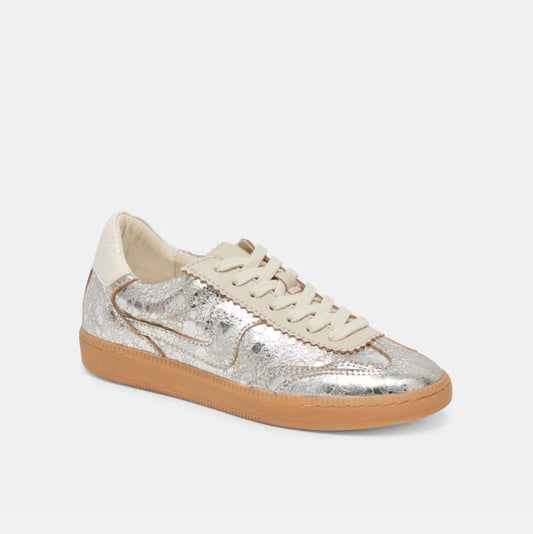 Dolce Vita Silver Distressed Leather Notice Sneakers