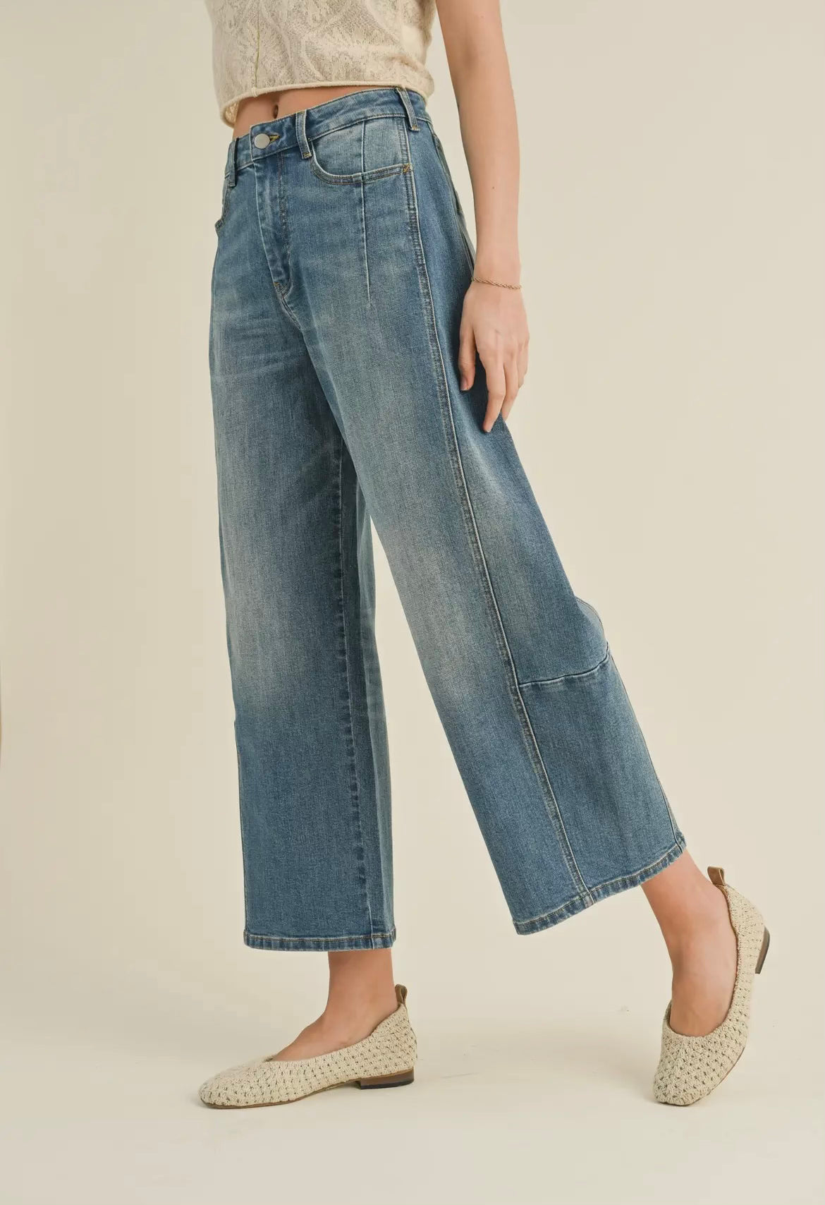 Mid Waist Loose Fit Denim Pants