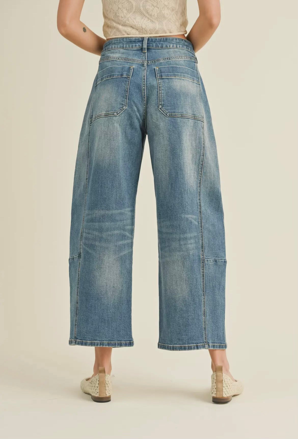Mid Waist Loose Fit Denim Pants