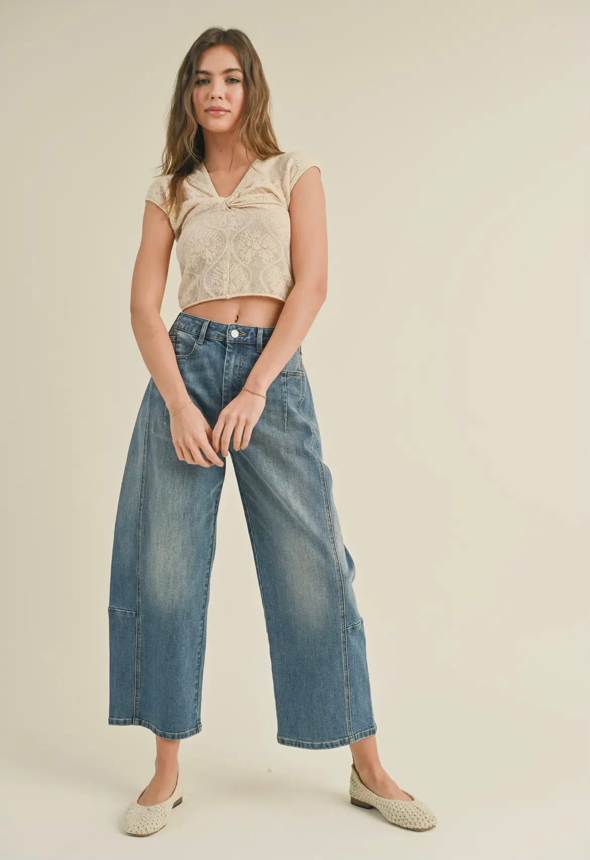 Mid Waist Loose Fit Denim Pants