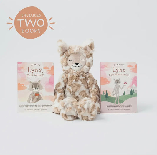 Slumberkins Lynx’s Self Expression Plush Set - with 2 Books