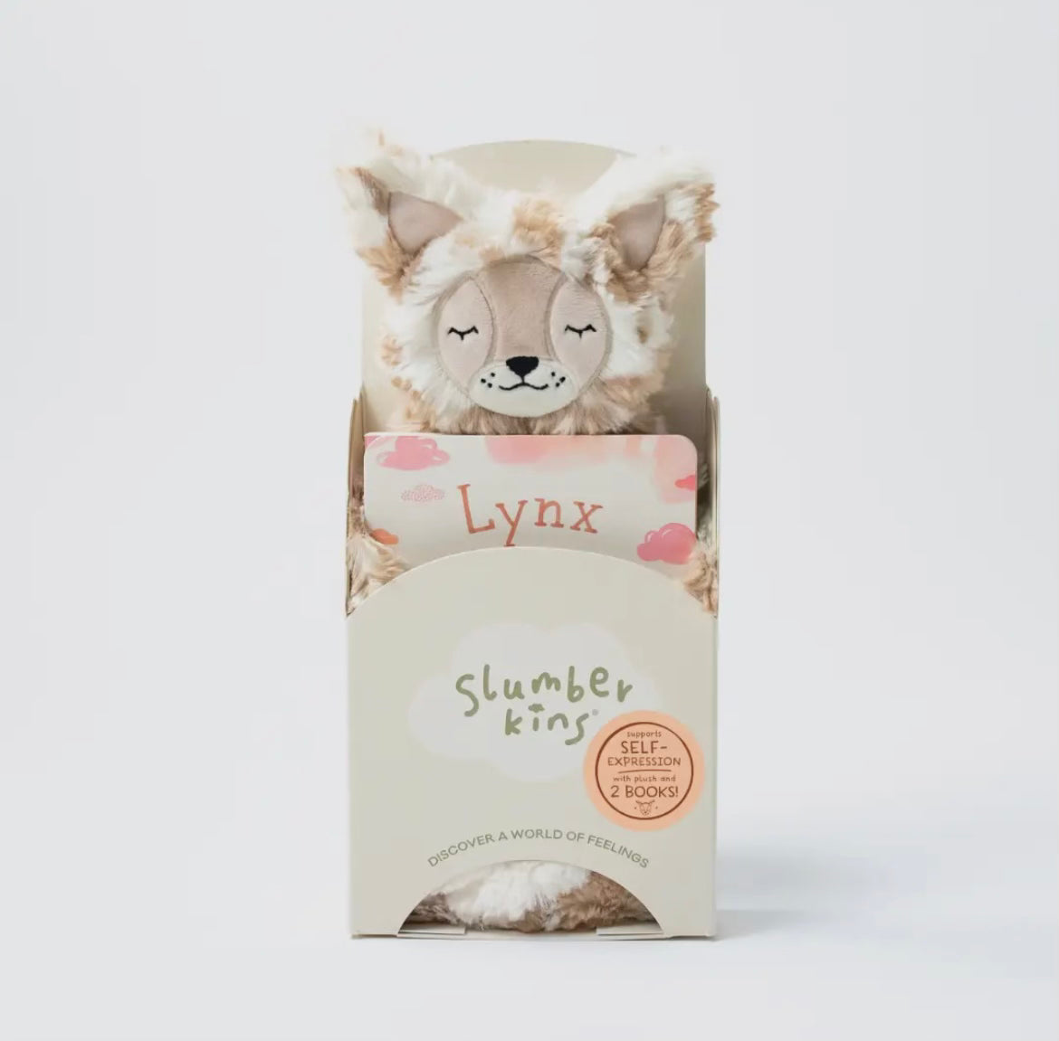 Slumberkins Lynx’s Self Expression Plush Snuggler Set - with 2 Books