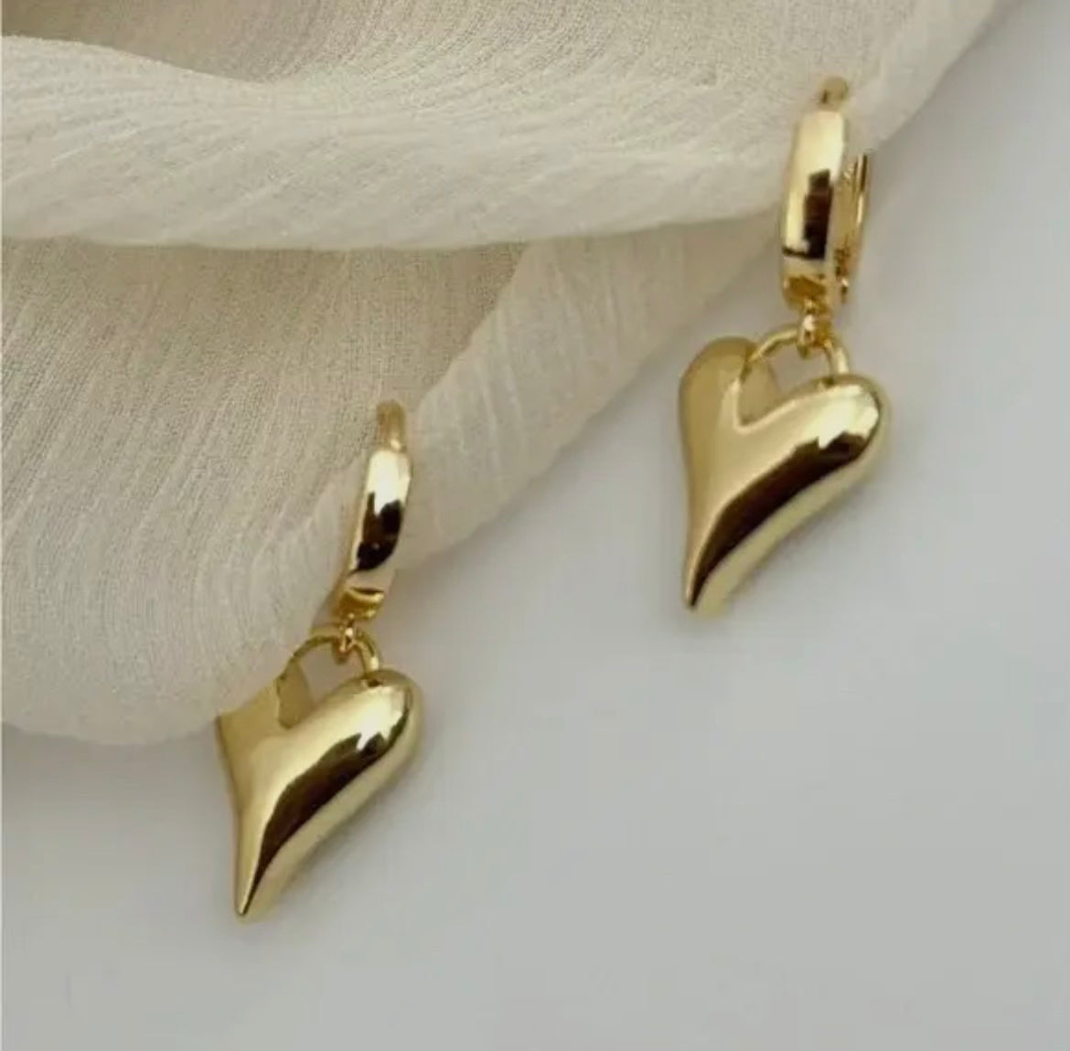 Love full Heart Huggie Earrings Gold