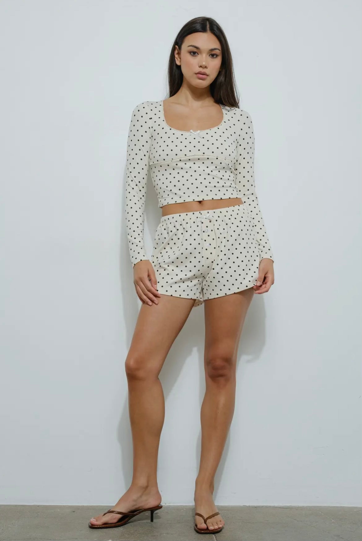 Bone Polka Dot Lounge Long Sleeve Top & Shorts Set