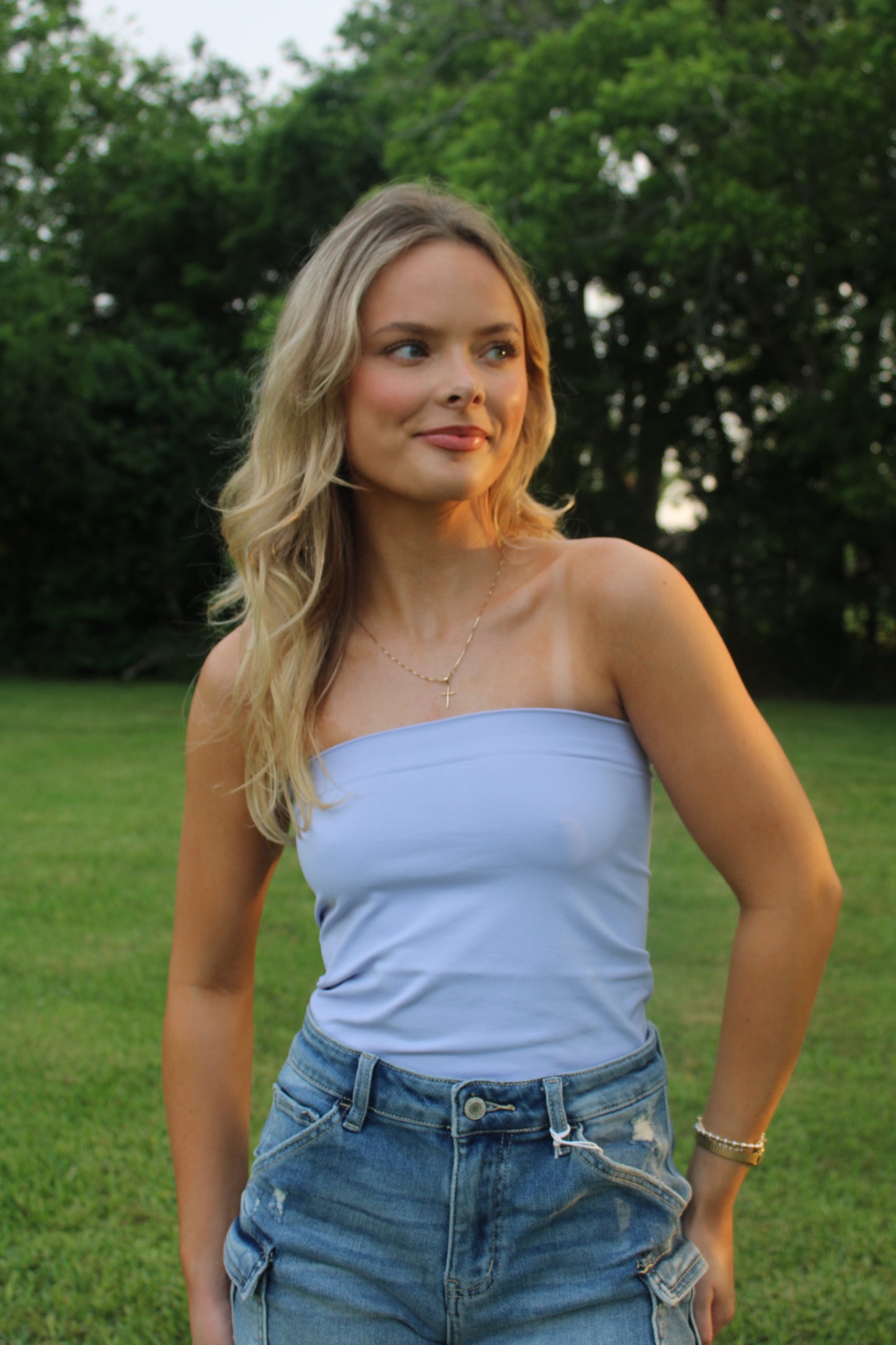 Periwinkle Spandex Seamless Tube Bodysuit