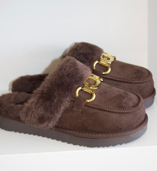 CHOCOLATE DAVOS FANCY SLIPPERS
