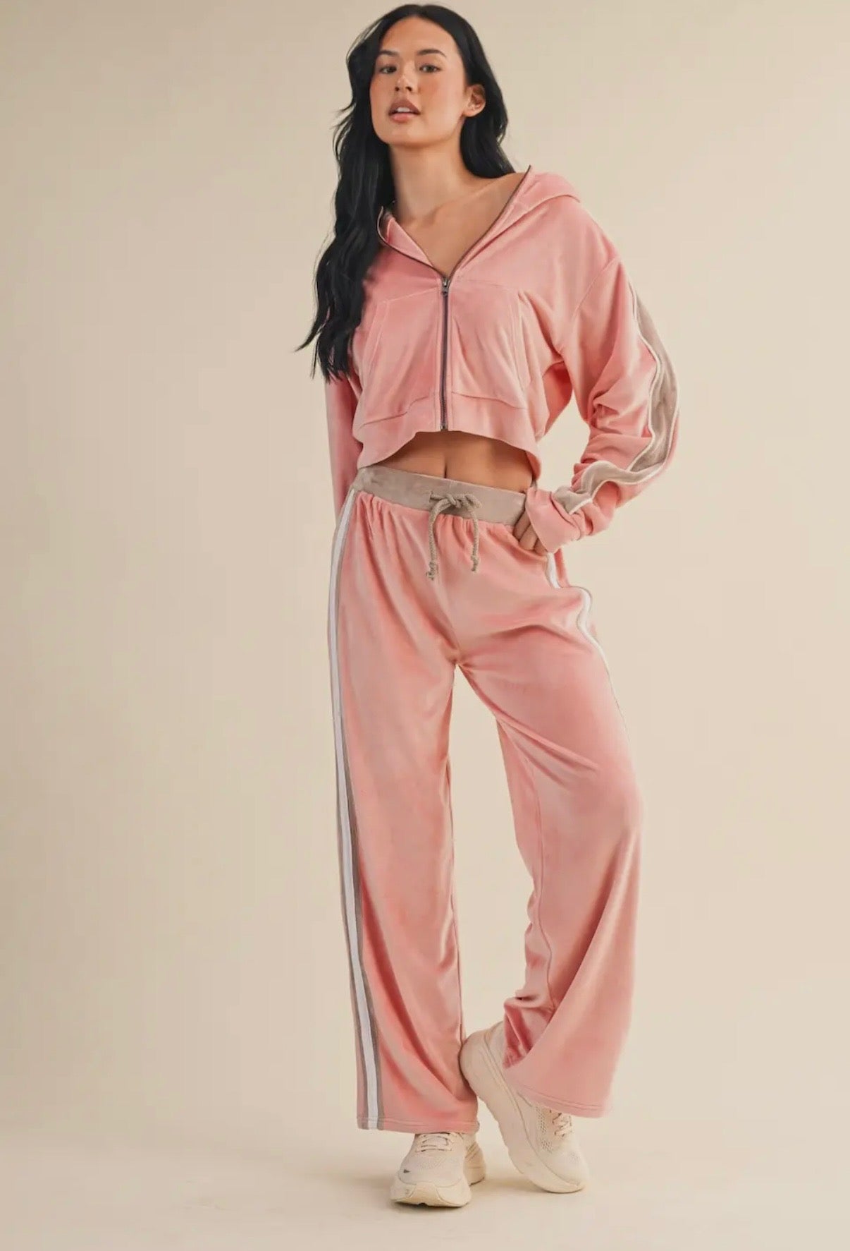PINK VELOUR TRACKSUIT SET