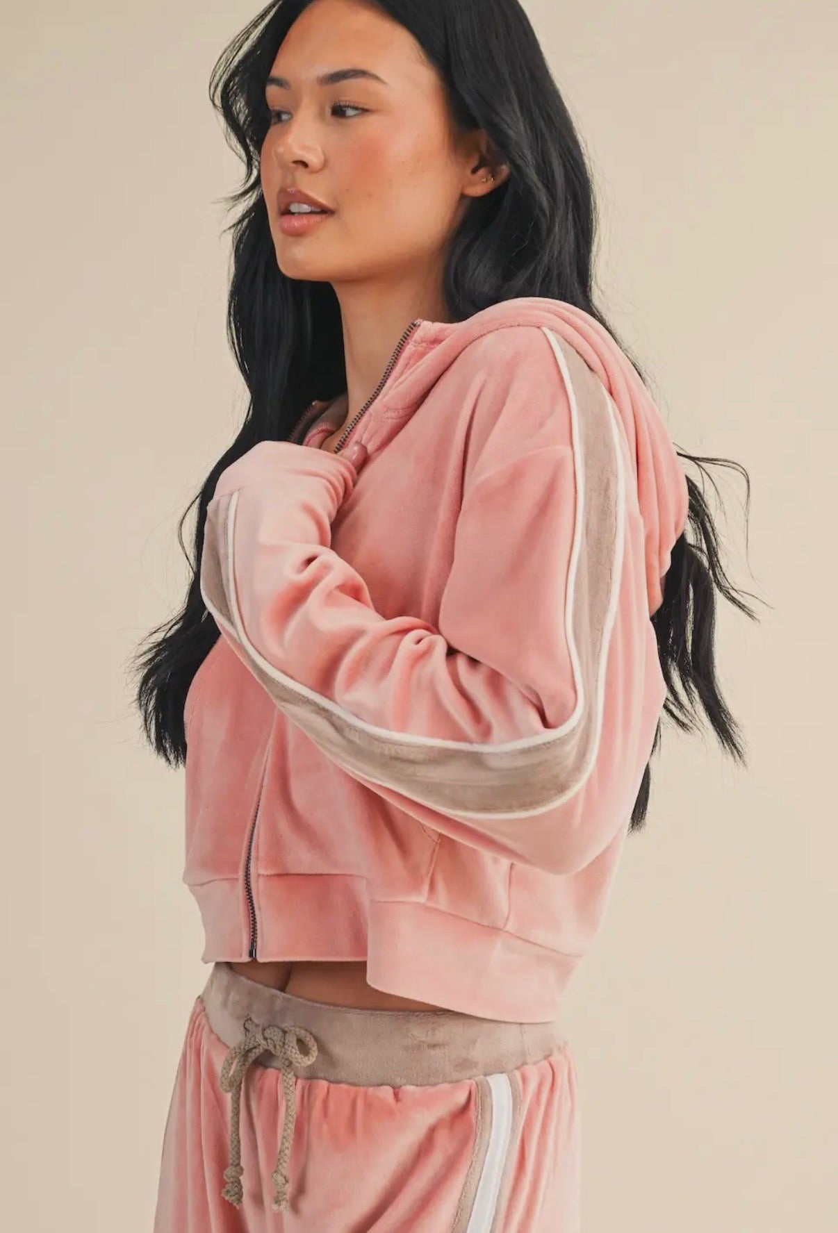 PINK VELOUR TRACKSUIT SET