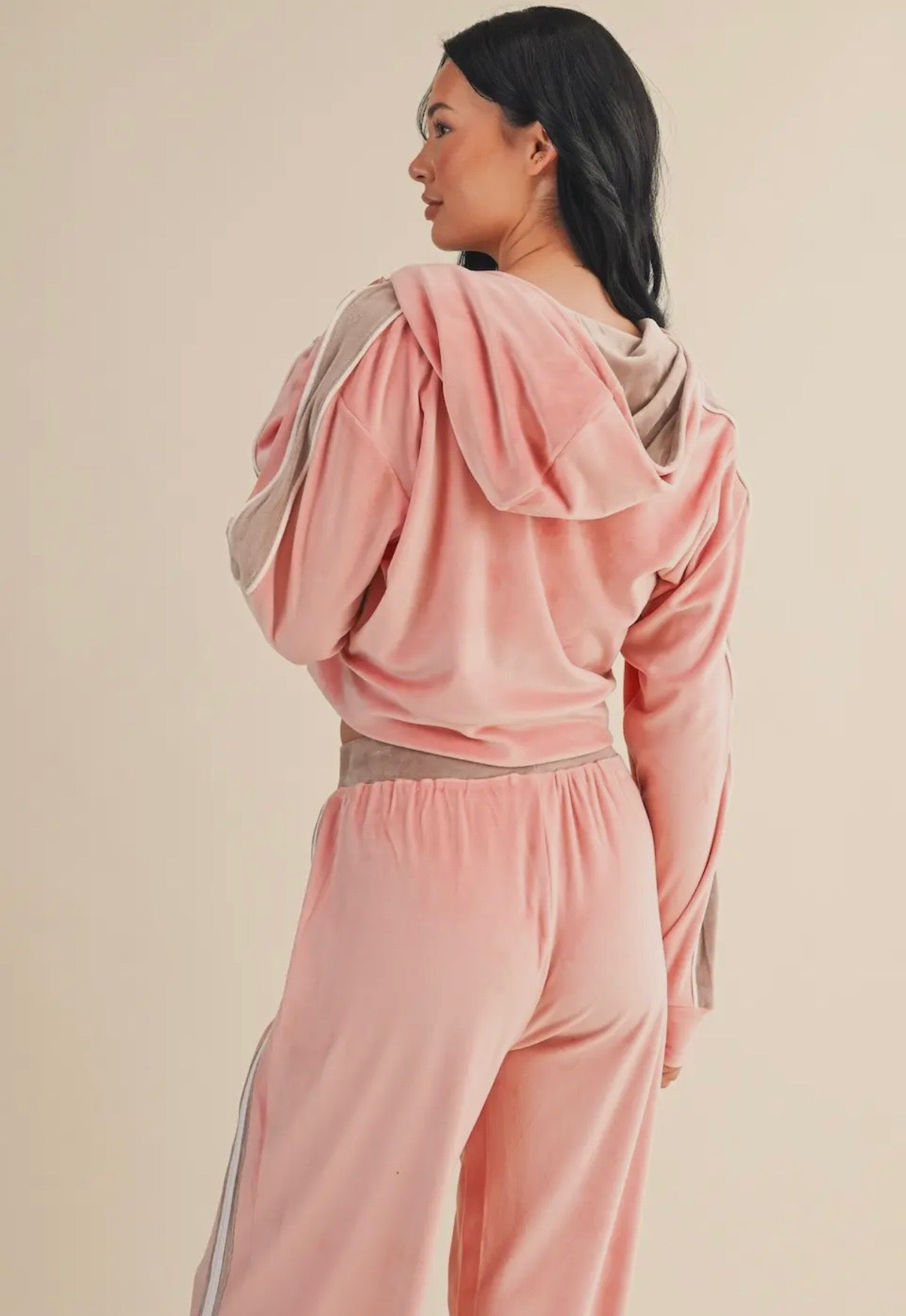 PINK VELOUR TRACKSUIT SET