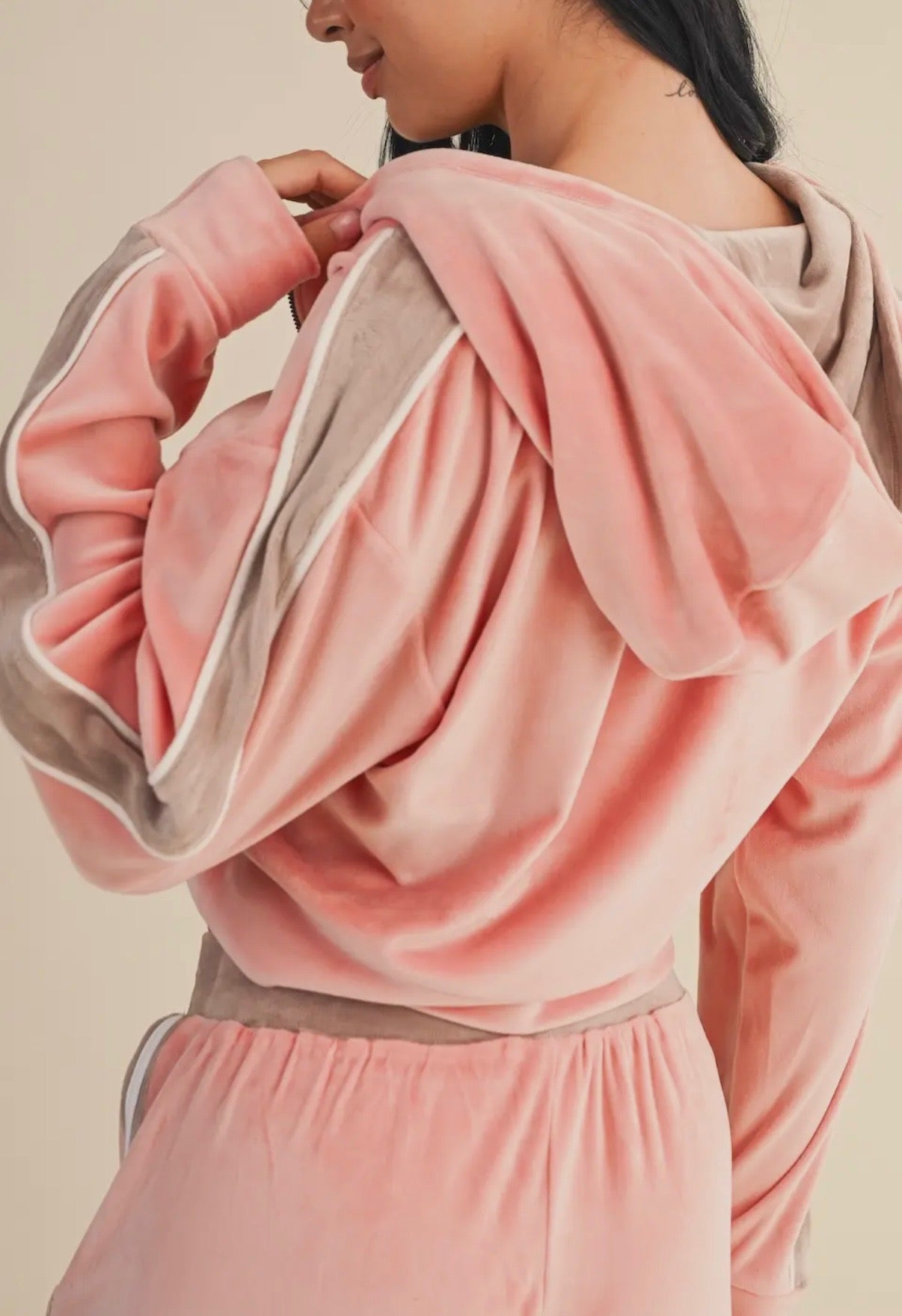 PINK VELOUR TRACKSUIT SET