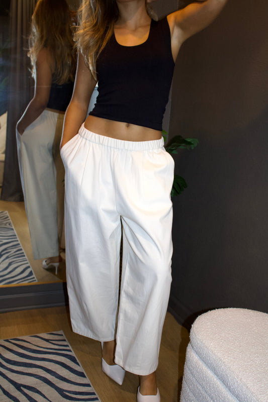 White Barrel Trousers