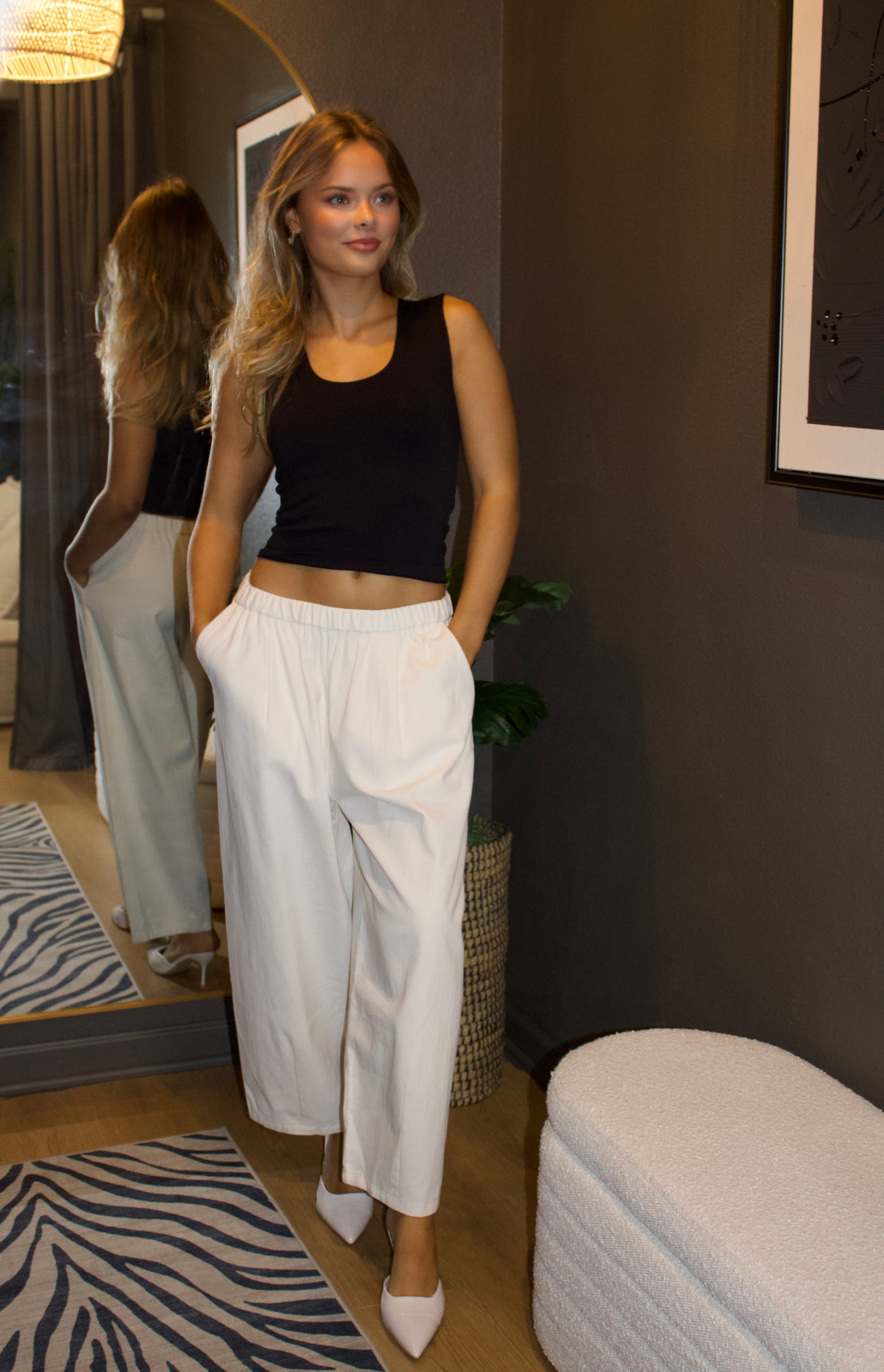 White Barrel Trousers