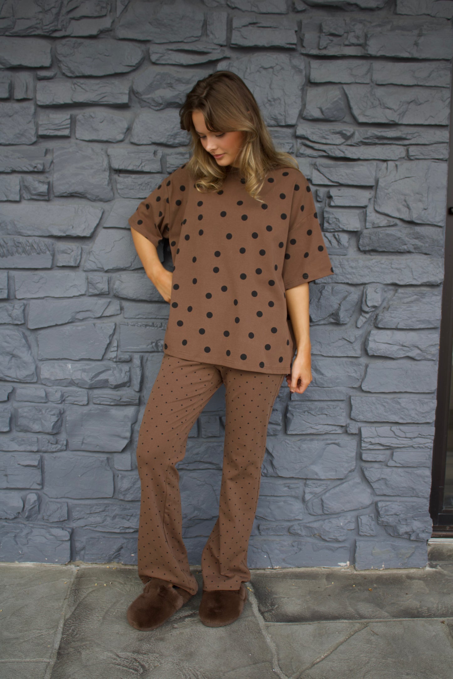 Brown & Black Polka Dot Set