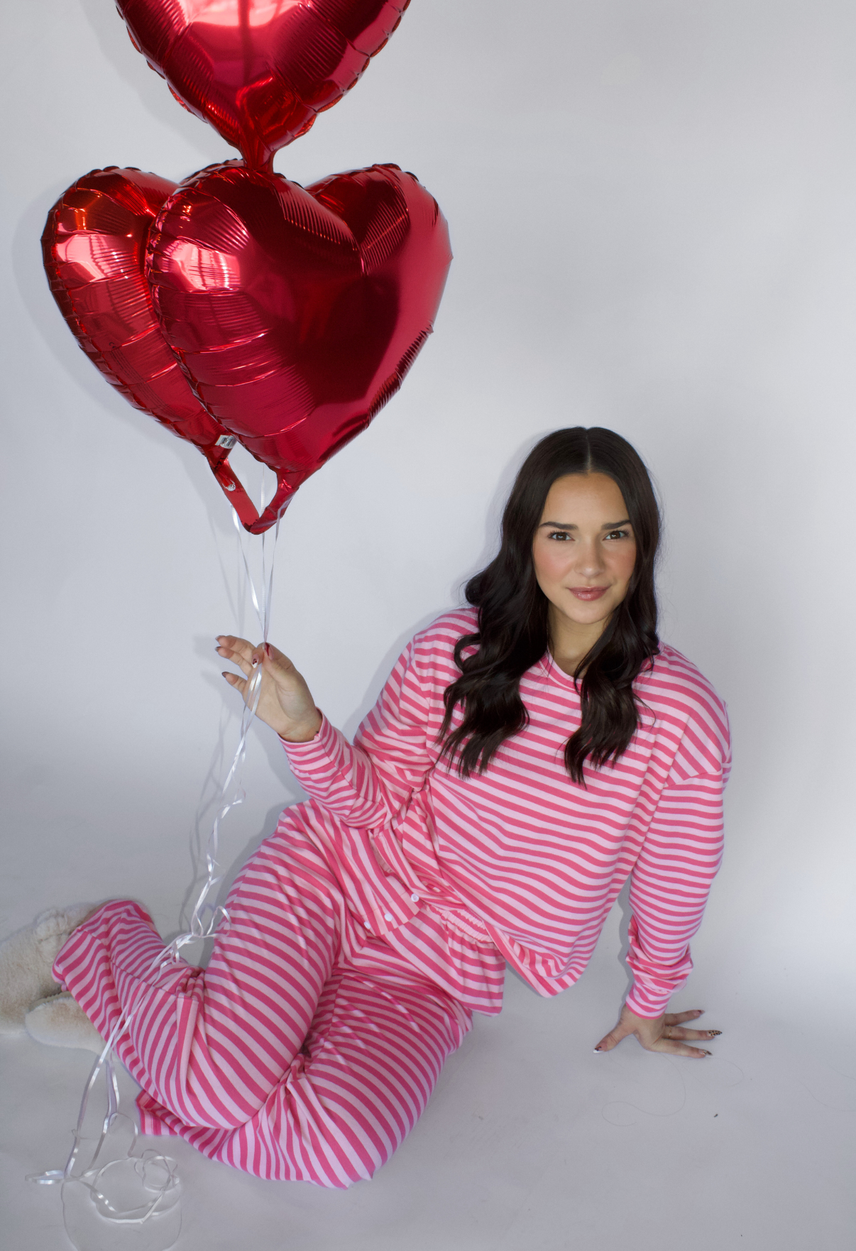 Pink Long Sleeve & Pants Striped Set