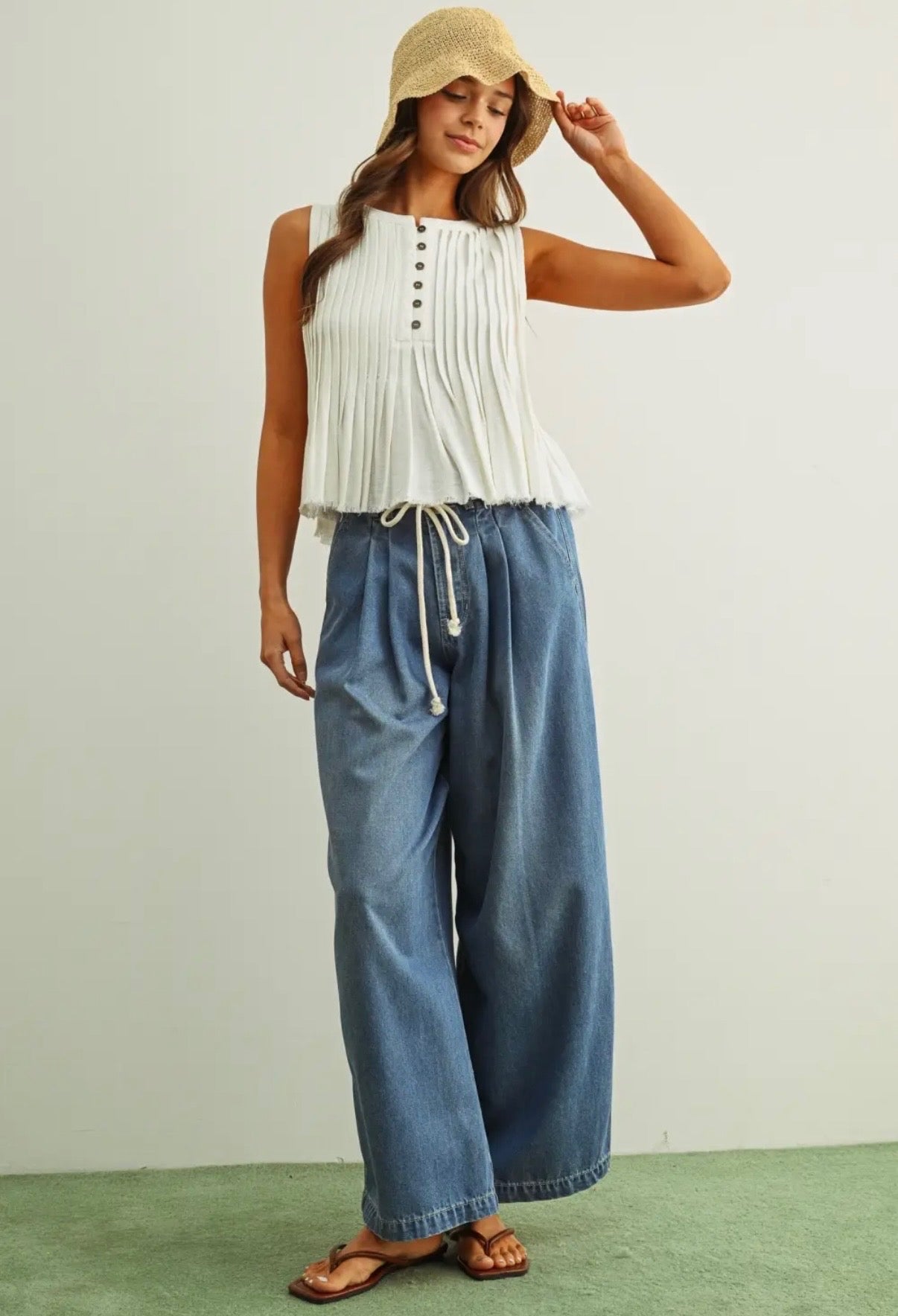 Cotton Belt Tencel Denim Pants