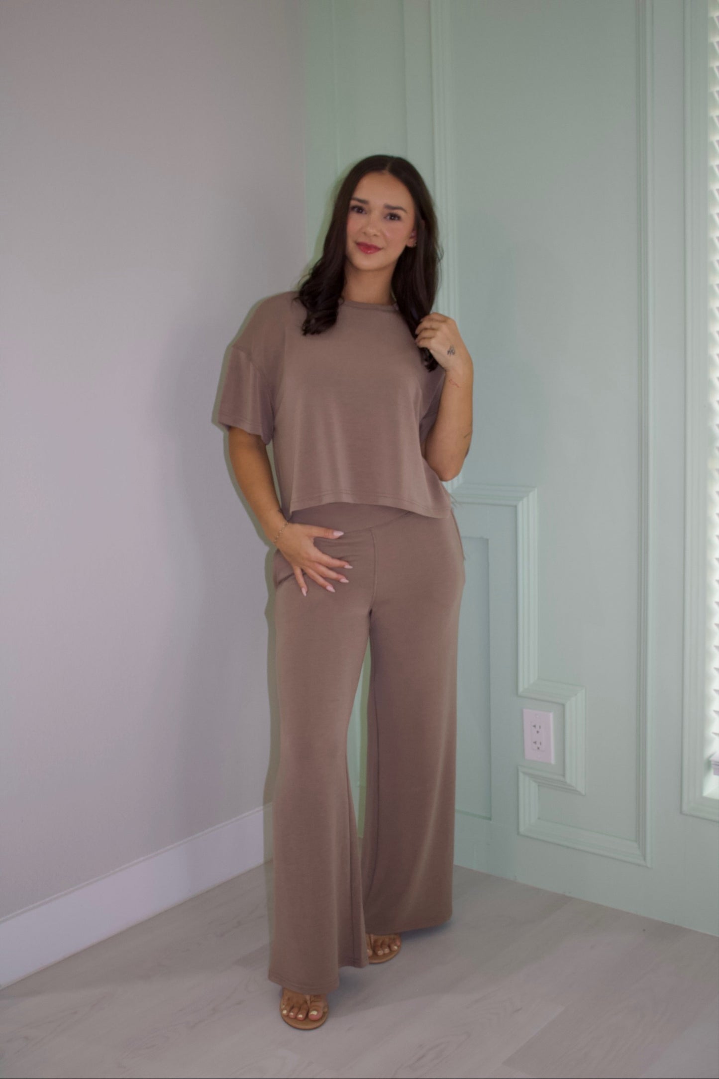 Mocha Scuba Tee & Pants Set
