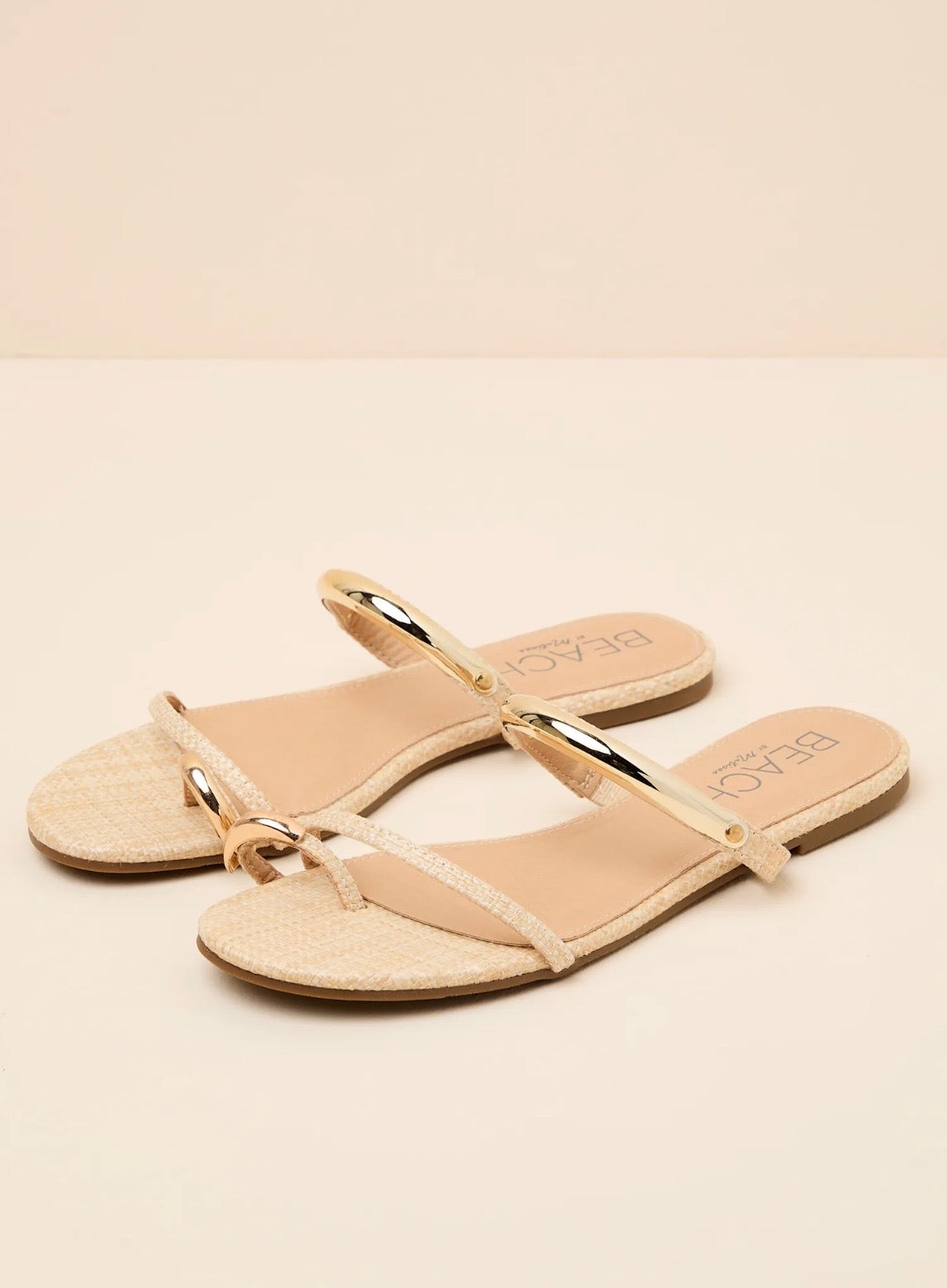 Vaca Natural Gold Slip On Sandals