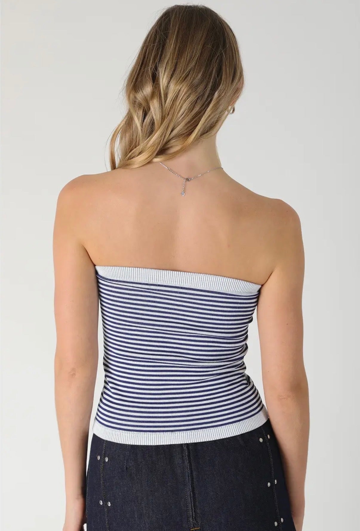 Modal Striped Tube Top Black/White