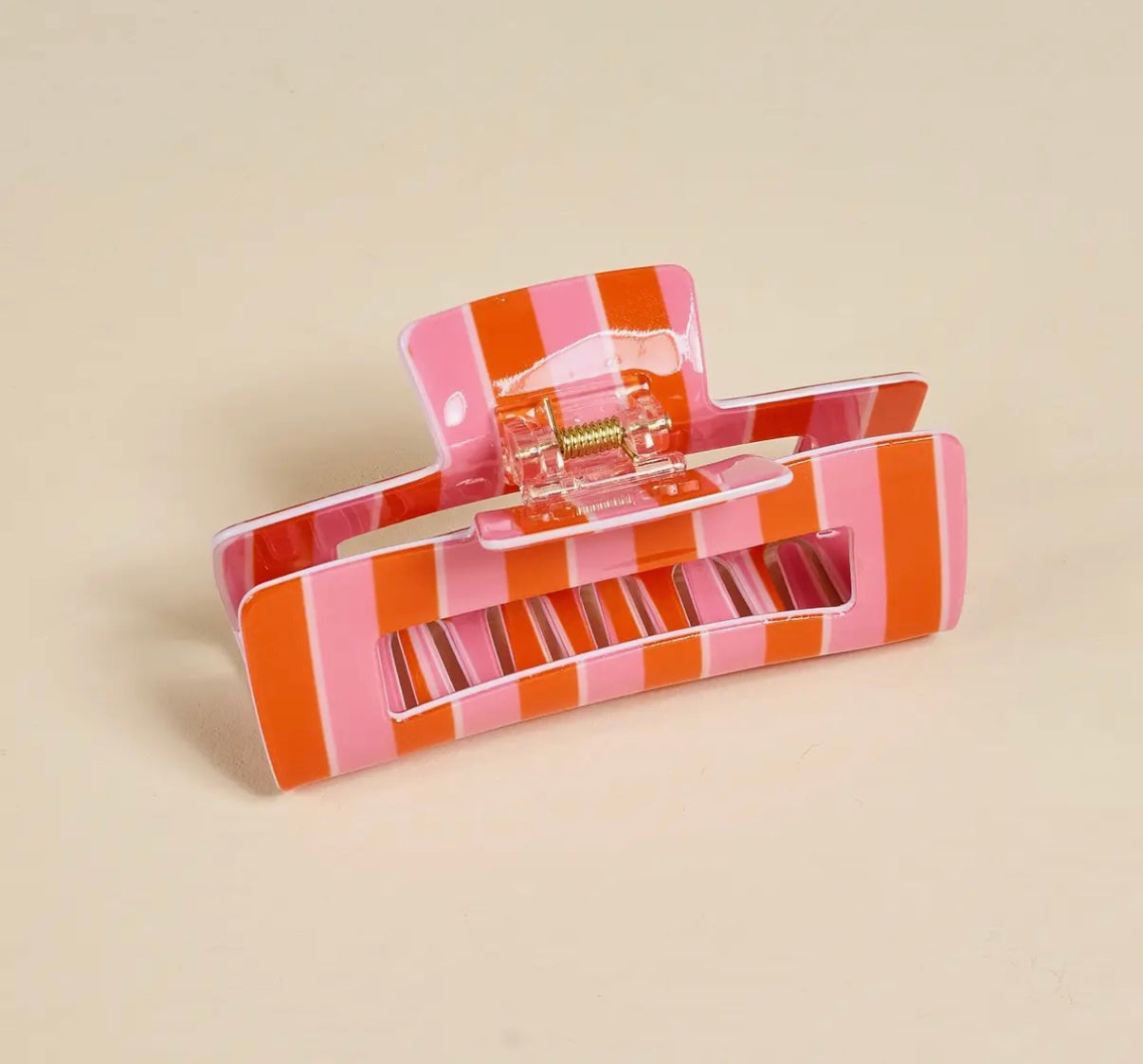 Orange & Pink Striped Hairclip