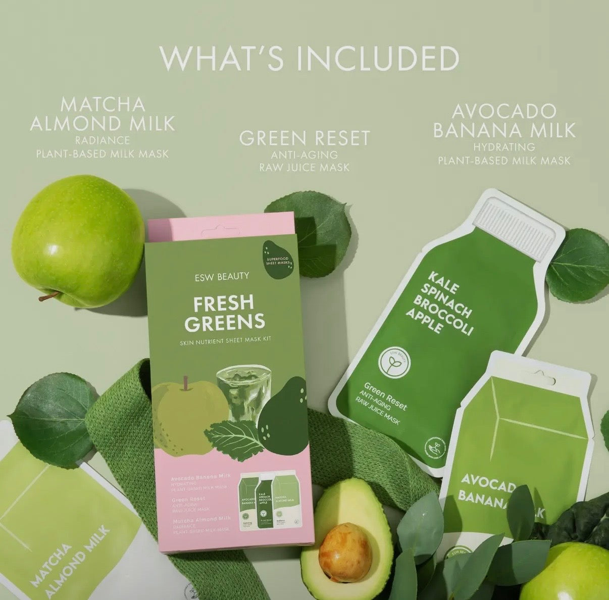 Fresh Greens ESW Sheet Mask With Trio Set