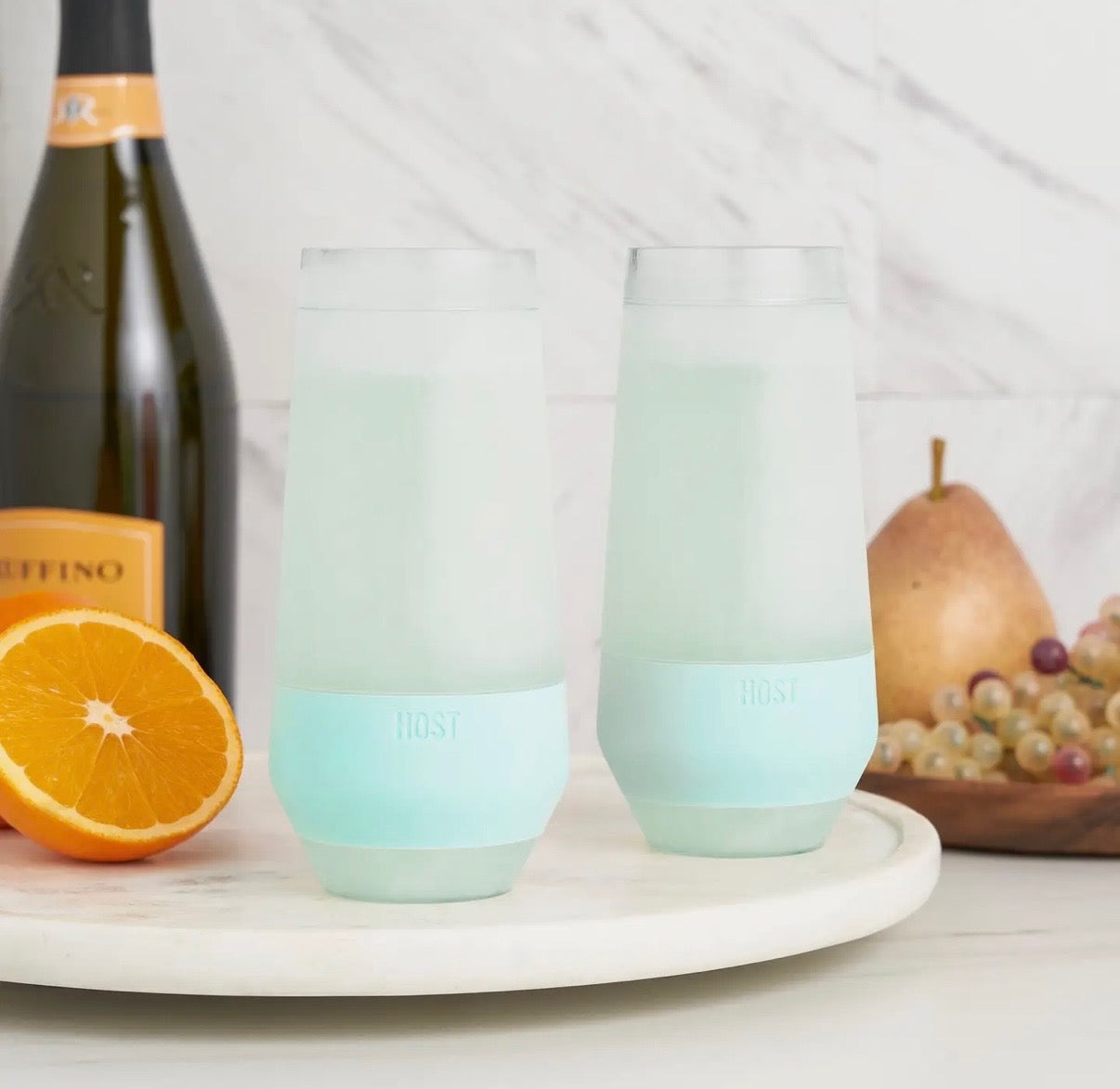 Champagne Freeze Cooling Cups in Sea foam Set of 2