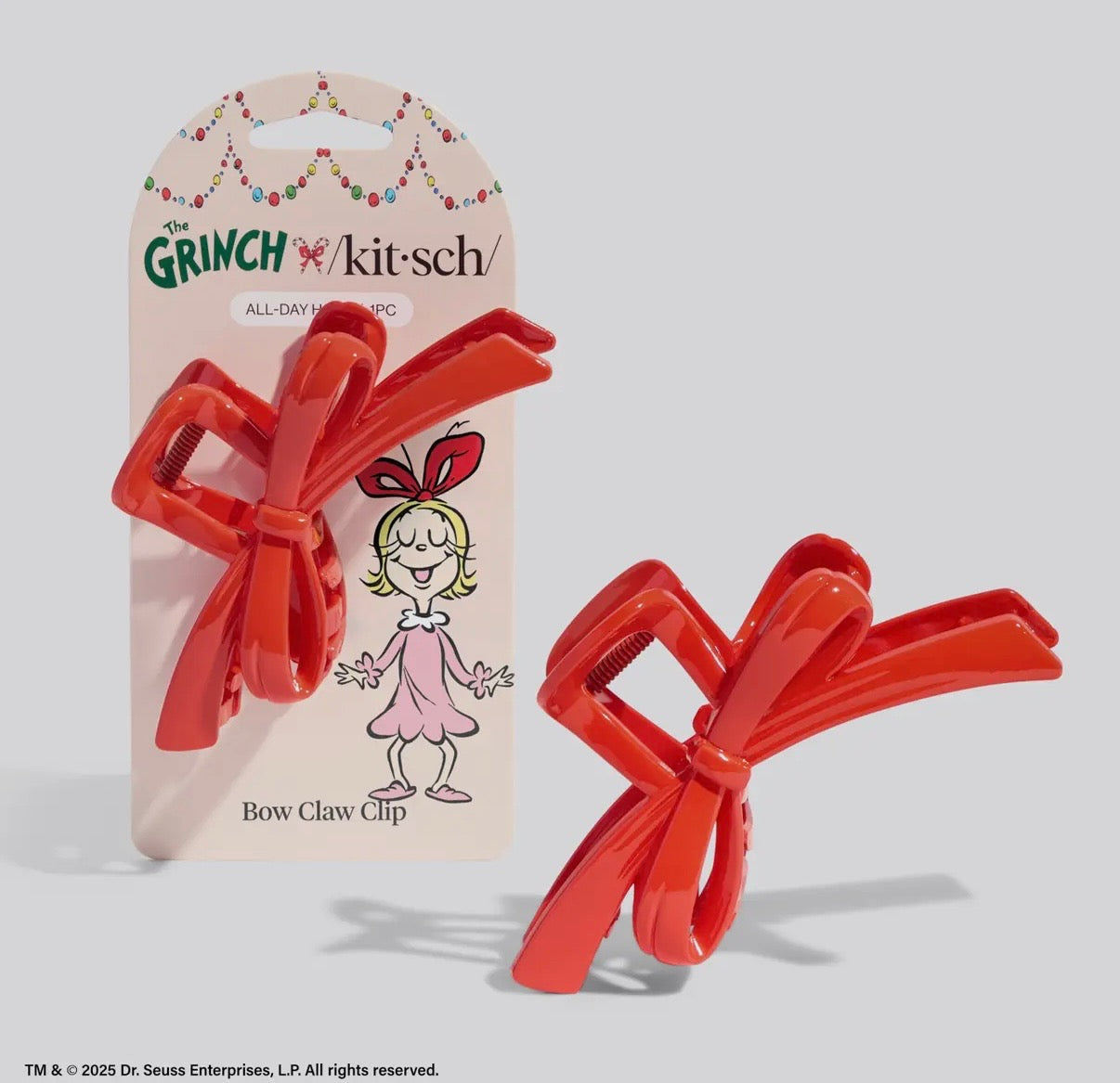 Grinch Red Bow Hairclip