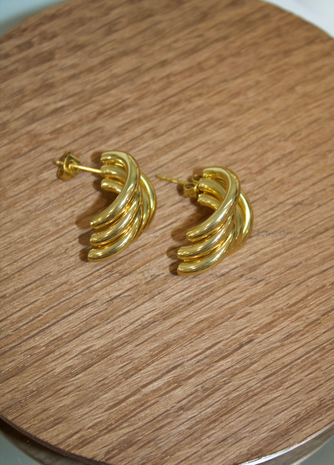 Crescent Layered Gold Earrings