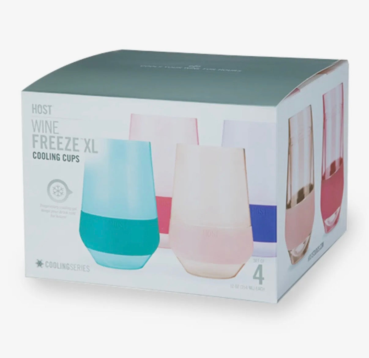 Wine Freeze Xl Cooling Cups in Asst Tinted Colors Set of 4